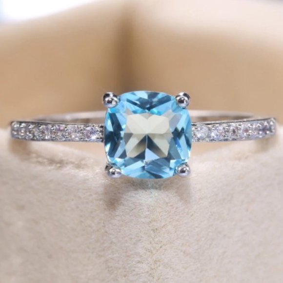 Dainty Minimalist Cushion Cut Silver Ring - Picture 4 of 4